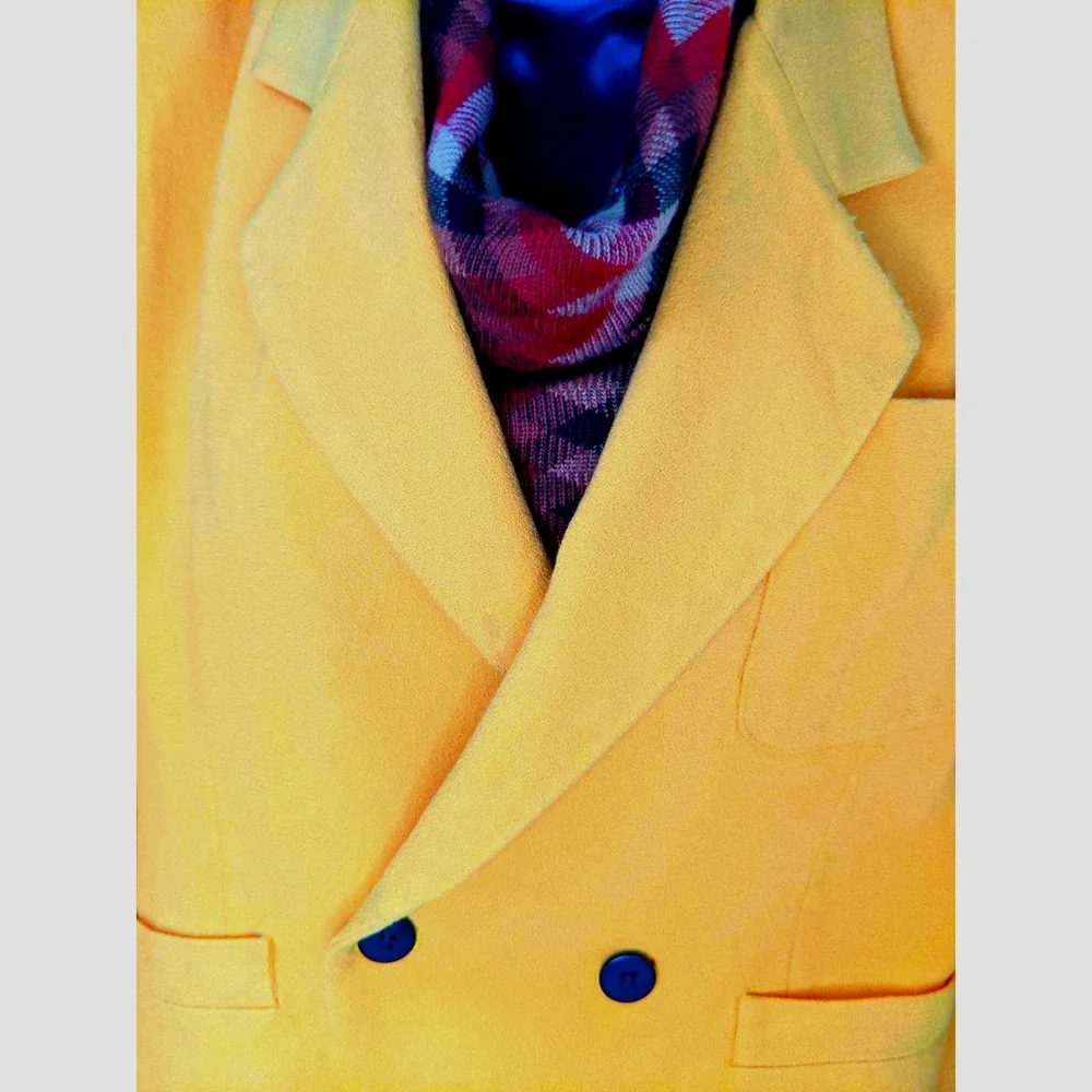 Jones of New York Blazer Yellow Solid Womens Wool 1 Pocket Notched Collar Sz 8P - Picture 4 of 4